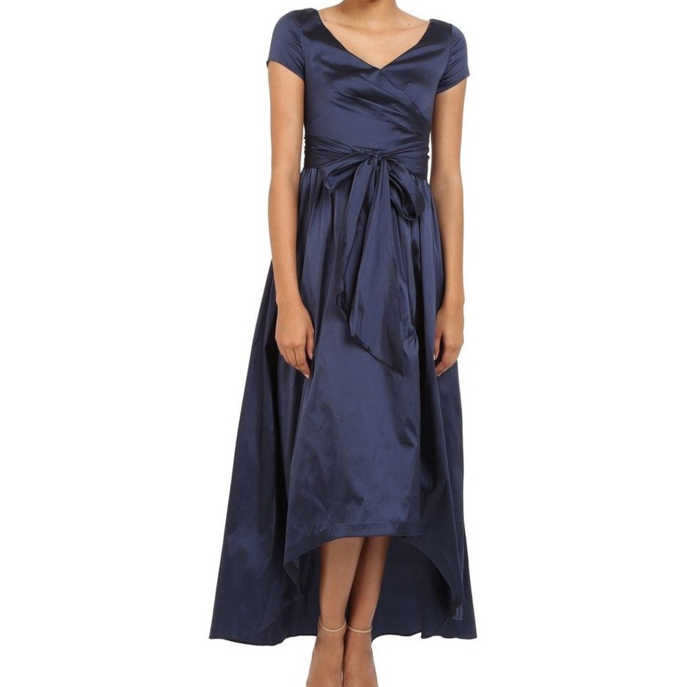 Adrianna Papell Ruched Taffeta High-Low Gown